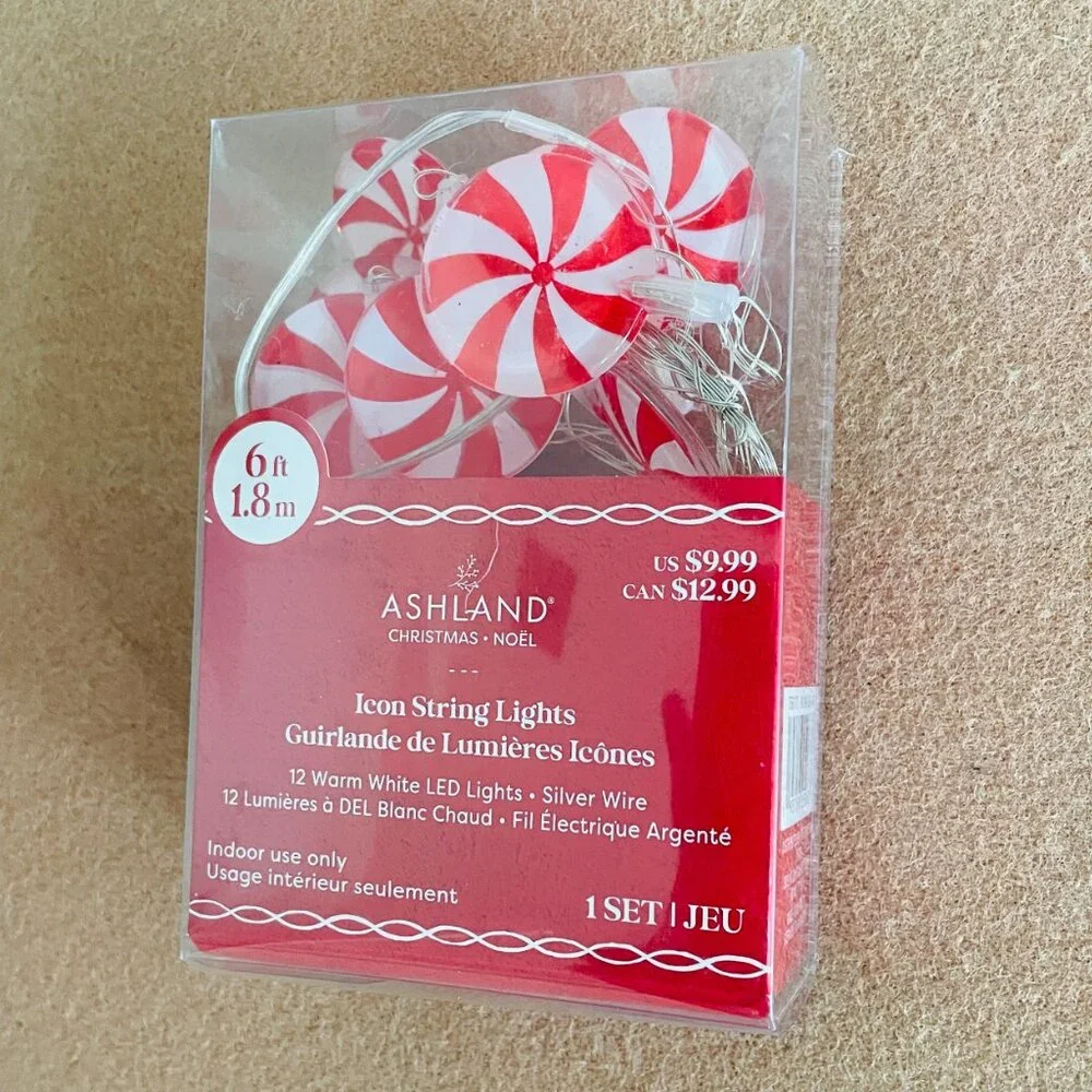 ASHLAND PEPPERMINT CANDY CHRISTMAS KITSCH ICON STRING LIGHTS - RARE